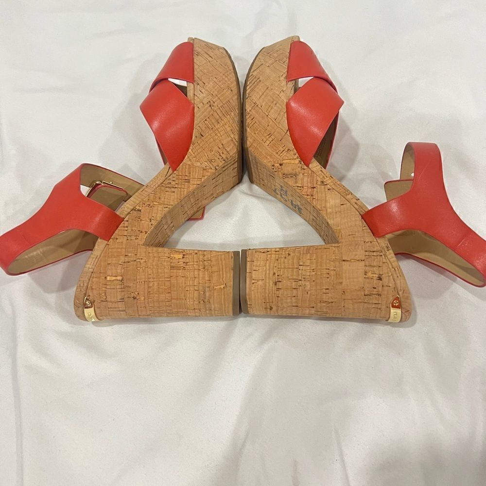Michael kors Natalia cork platforms orange open toe sandals size 9.5 - Picture 6 of 8